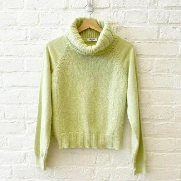 Moschino || Angora Blend Turtleneck Knit Sweater Light Green US 10 - Picture 1 of 9